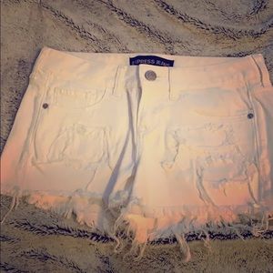 Express white denim shorts